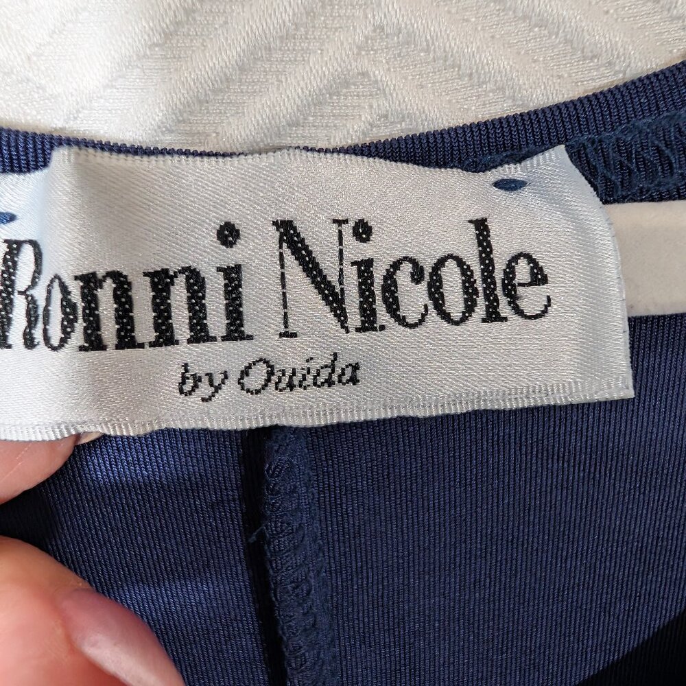 Vintage Ronni Nicole Slinky Navy Blue Maxi Dress Sleeveless Estimated Size Large - Picture 3 of 8